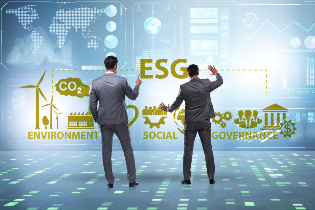 ESG concept as the environmental and social governance with businessman